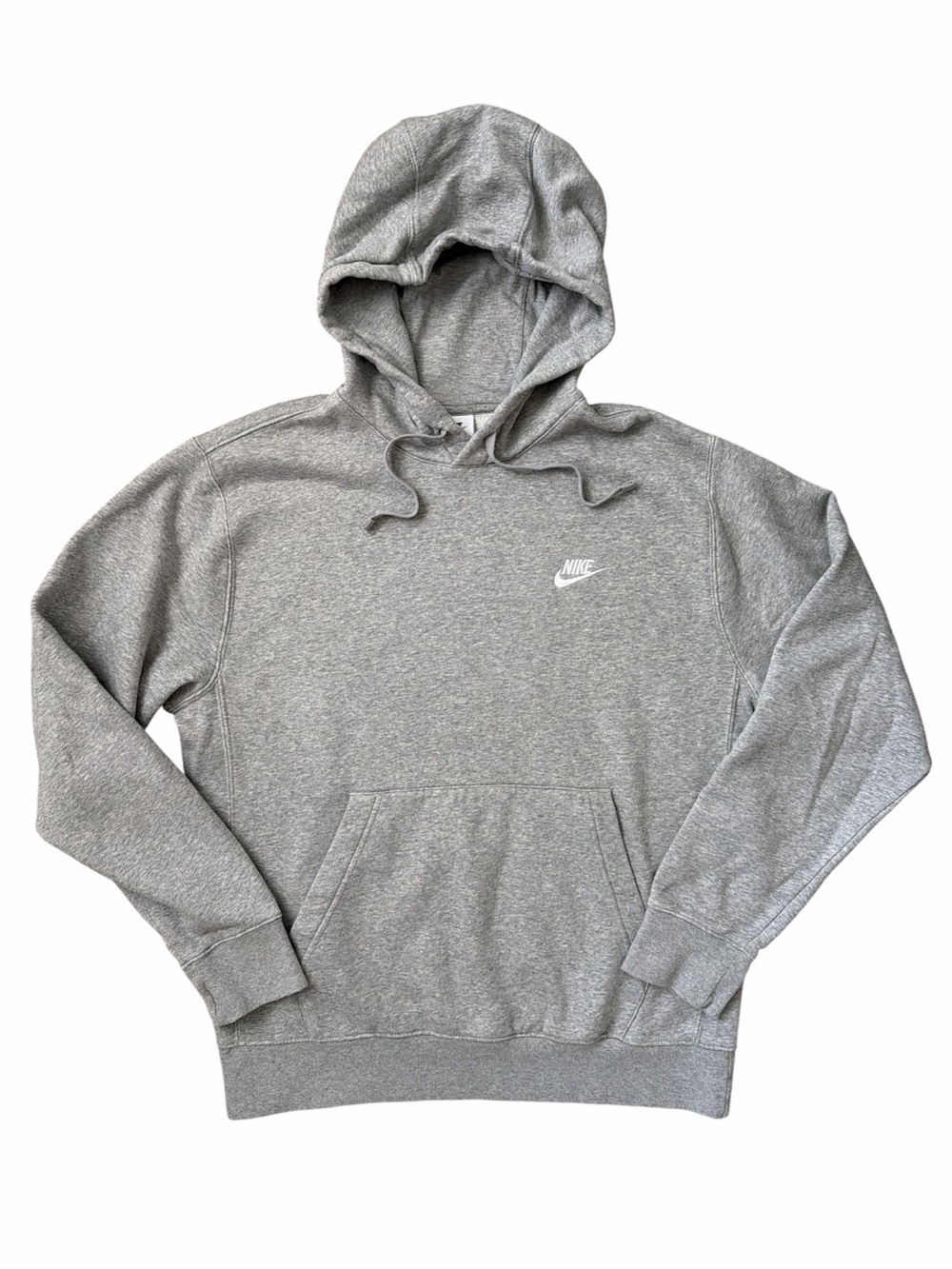 Nike Gray Pullover Hoodie Men’s Medium Spellout Swoosh Sweatshirt